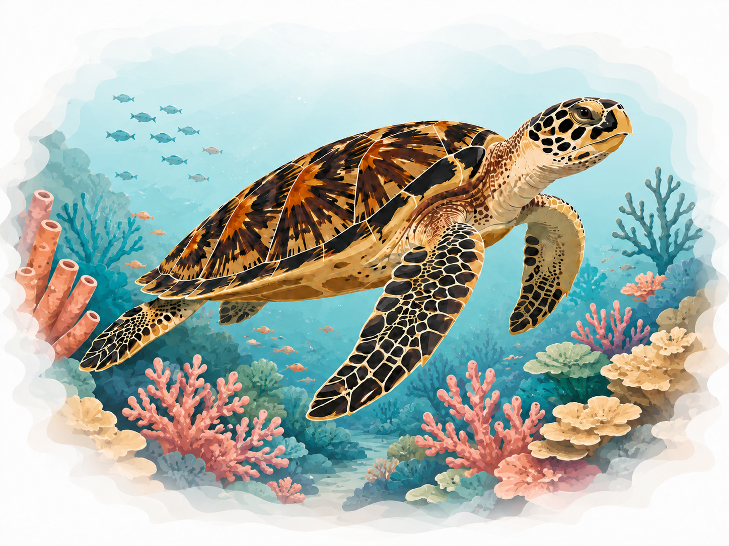 Tortuga marina ilustrada para MockArt